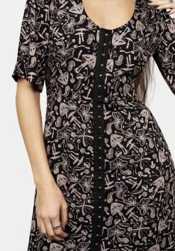 MIF1 Mycophile Mushroom Print Split Maxi Dress -Womens Clothing Sales SS23MF55 Mycophile Split Maxi Dress 005 800x