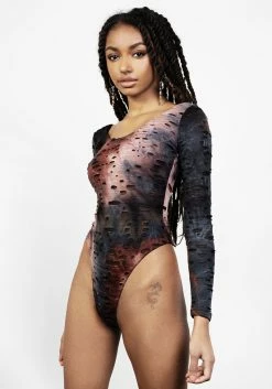 MET1 DISTRESSED JERSEY BODYSUIT -Womens Clothing Sales SSM194 Distressed Jersey Bodysuit 003 800x