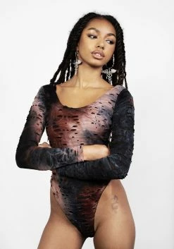 MET1 DISTRESSED JERSEY BODYSUIT
