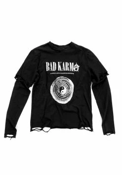 DMT1 Bad Karma Distressed Layered T-Shirt -Womens Clothing Sales bad karma 1 800x